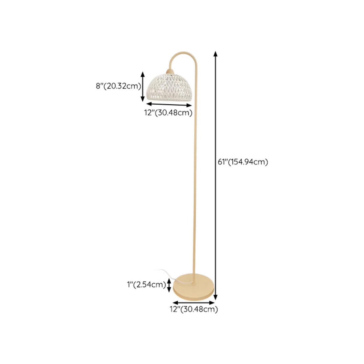 Minimalist Rattan Dome Shade Beige LED Floor Lamp 