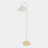 Minimalist Rattan Dome Shade Beige LED Floor Lamp Image - 6