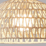 Minimalist Rattan Dome Shade Beige LED Floor Lamp Image - 7