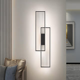 Minimalist Rectangular Black Frame LED Wall Sconce Image - 1