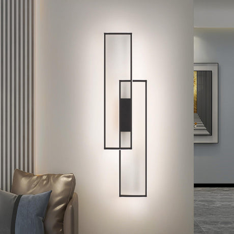 Minimalist Rectangular Black Frame LED Wall Sconce Image - 1