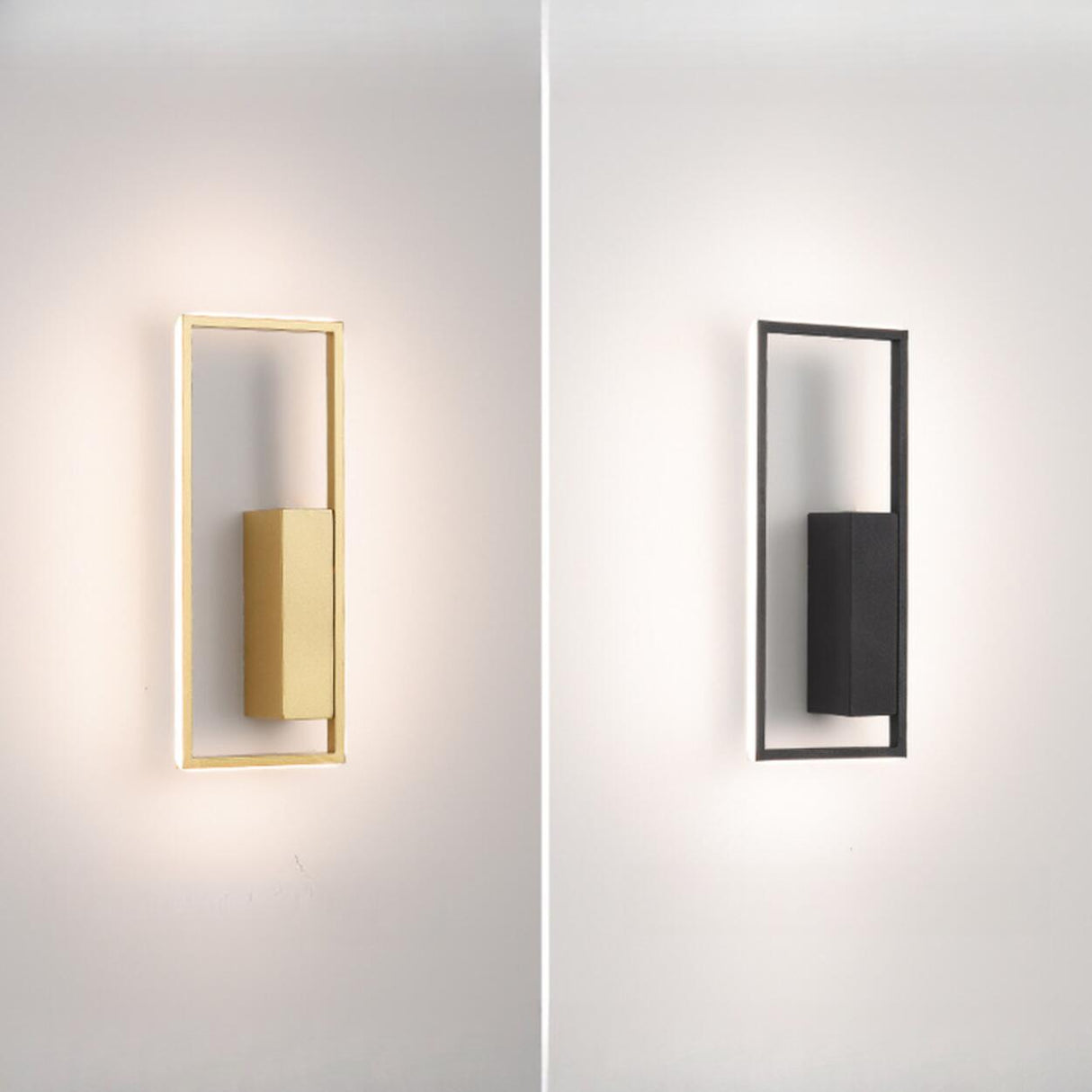 Minimalist Rectangular Black Frame LED Wall Sconce Image - 14