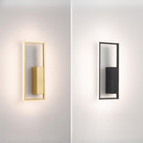 Minimalist Rectangular Black Frame LED Wall Sconce Image - 14