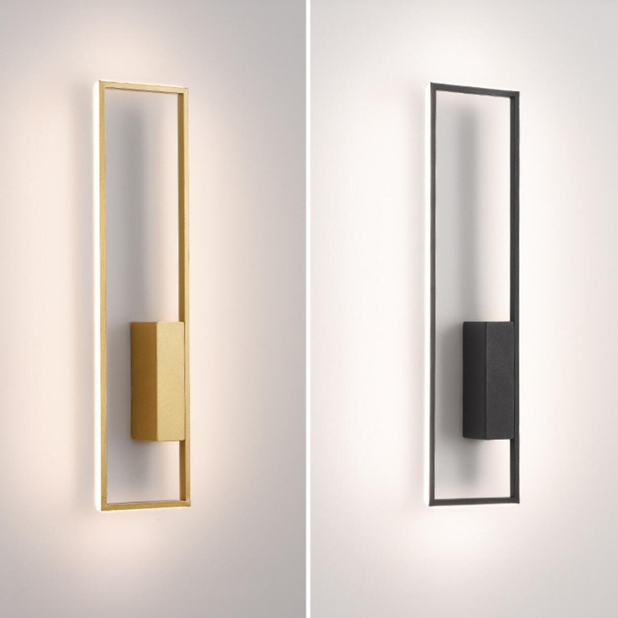 Minimalist Rectangular Black Frame LED Wall Sconce Image - 15