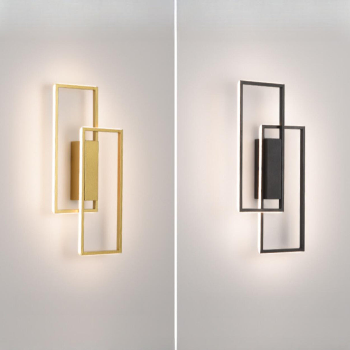 Minimalist Rectangular Black Frame LED Wall Sconce Image - 16