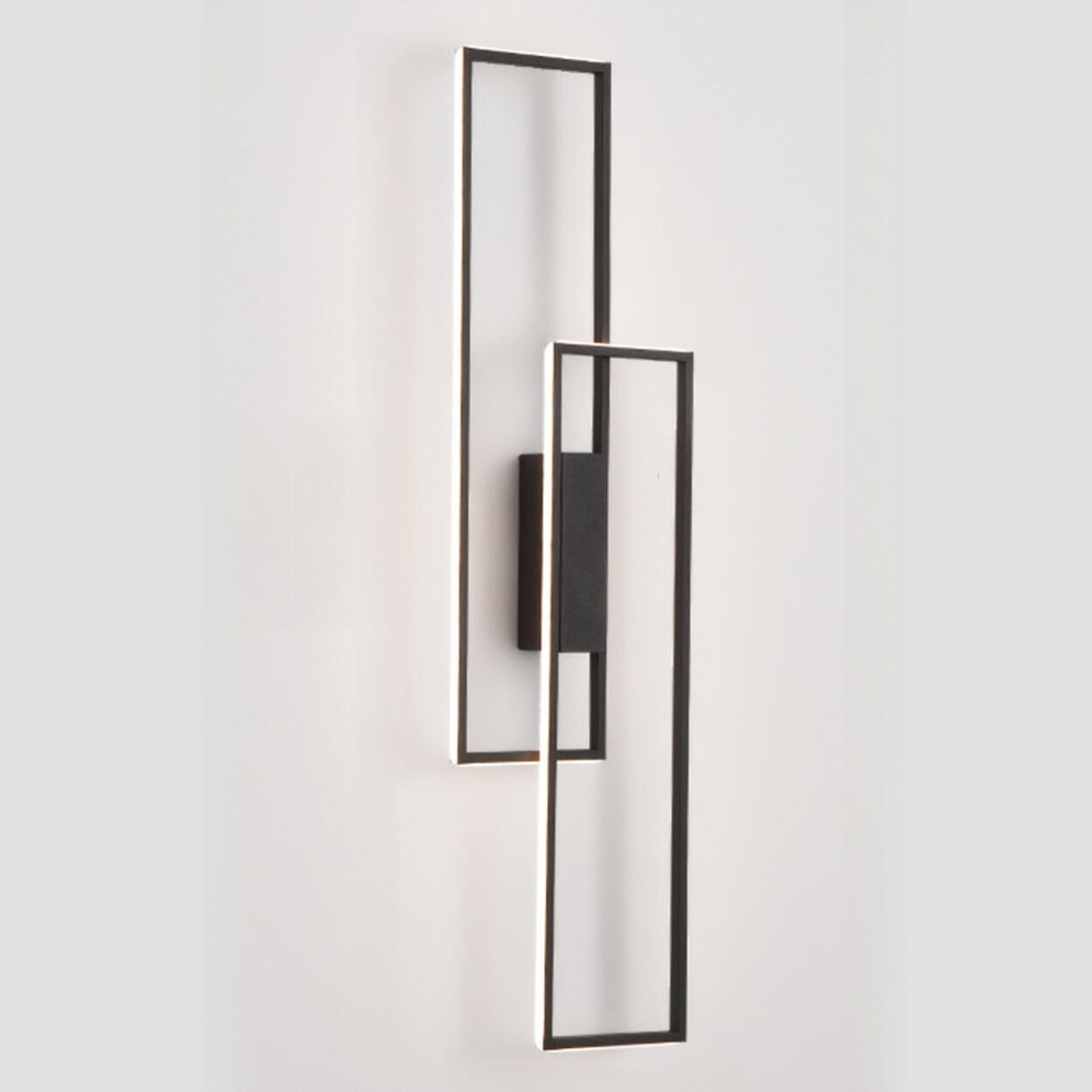 Minimalist Rectangular Black Frame LED Wall Sconce Image - 7