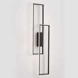 Minimalist Rectangular Black Frame LED Wall Sconce Image - 7