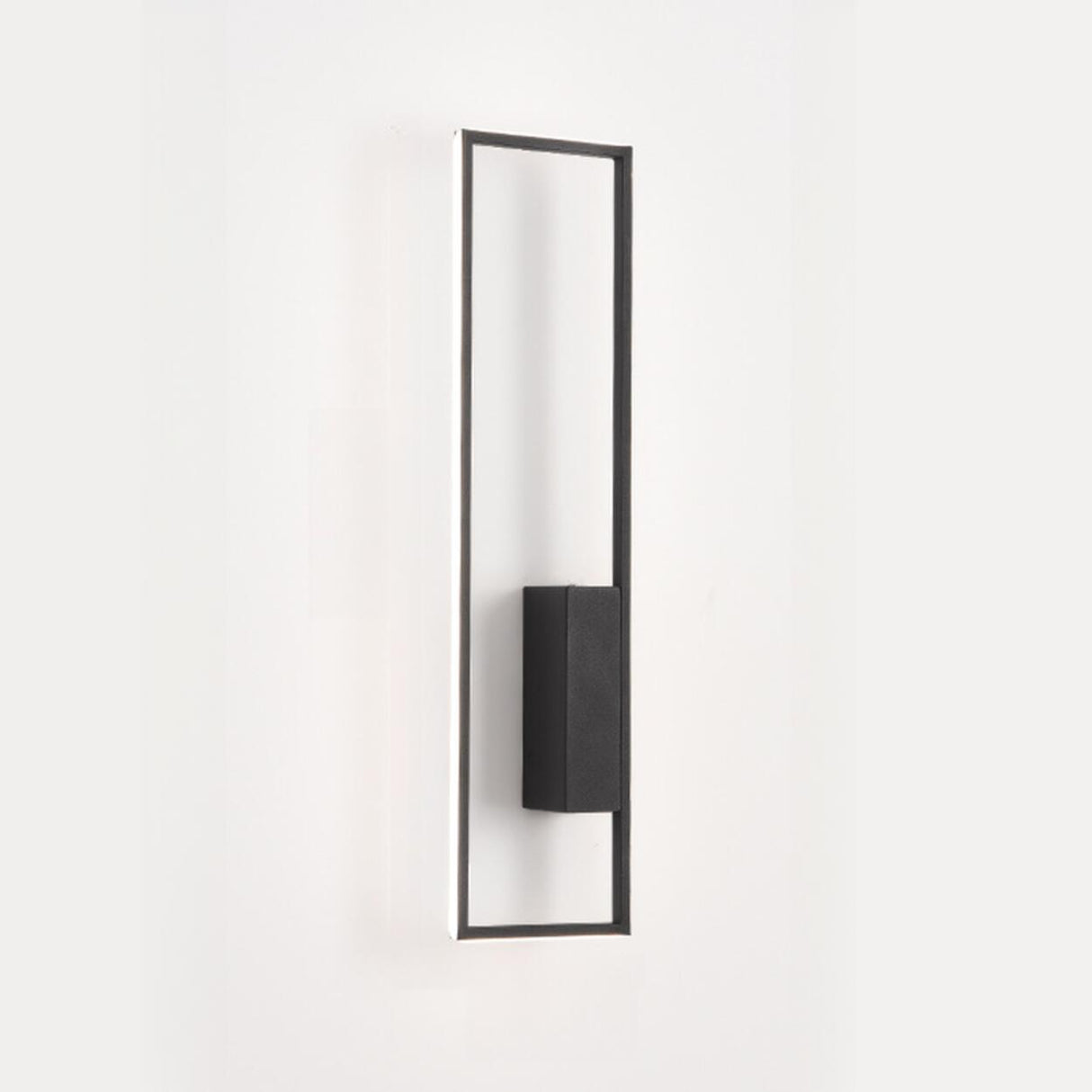 Minimalist Rectangular Black Frame LED Wall Sconce Image - 8