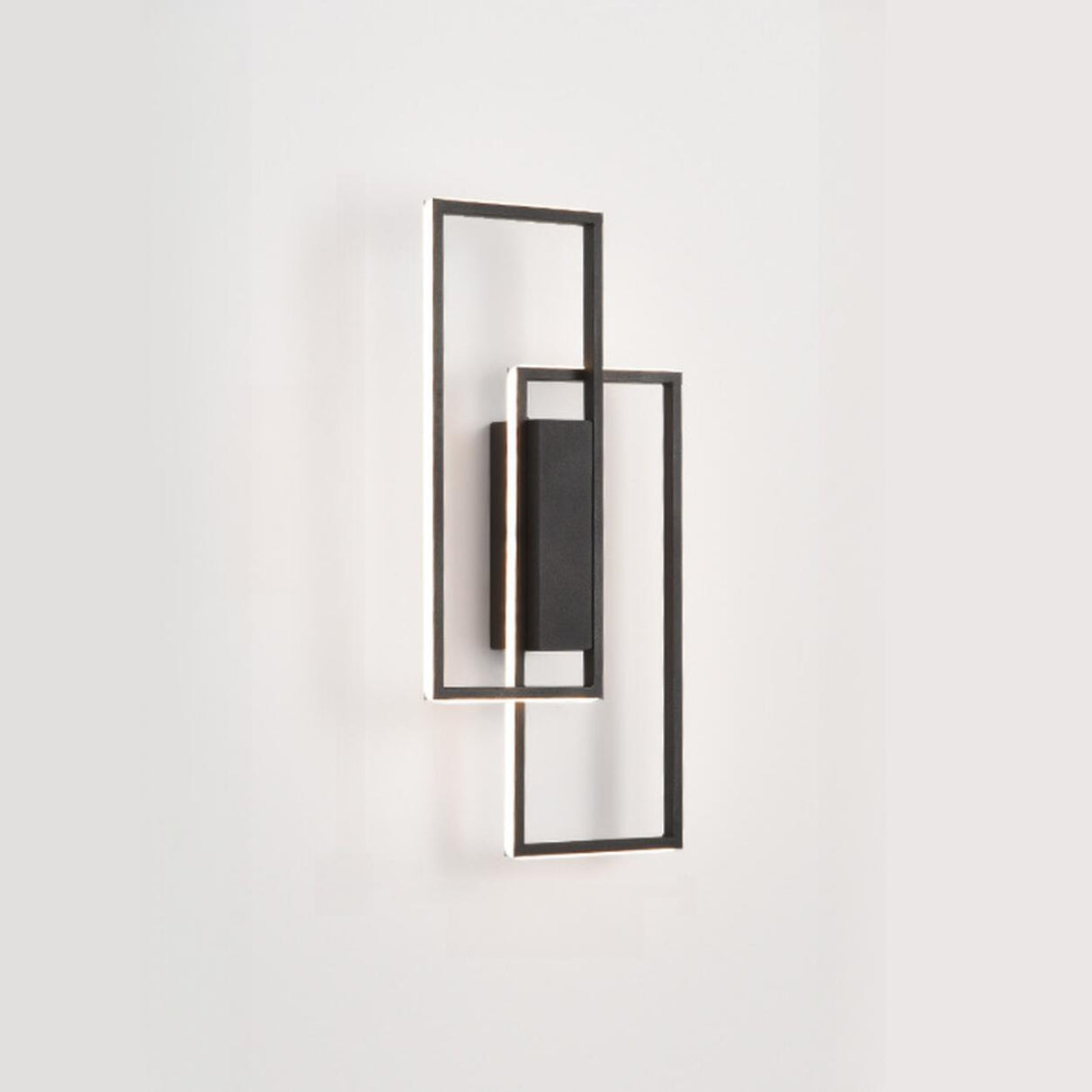 Minimalist Rectangular Black Frame LED Wall Sconce Image - 9