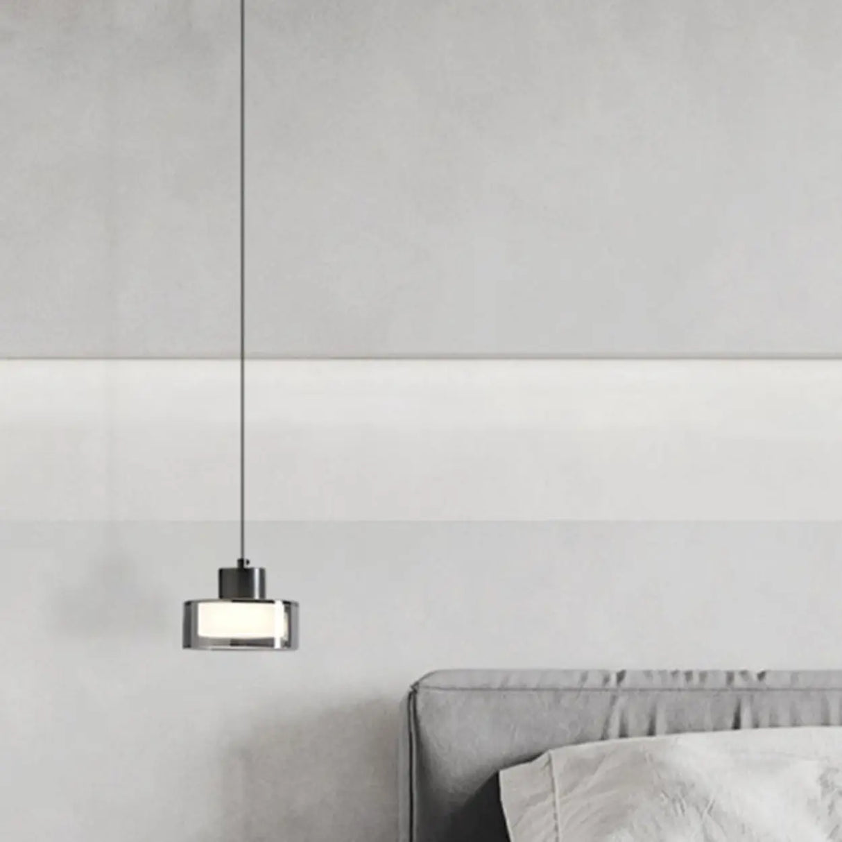 Minimalist Rectangular Glass Bedroom Pendant Light Image - 11