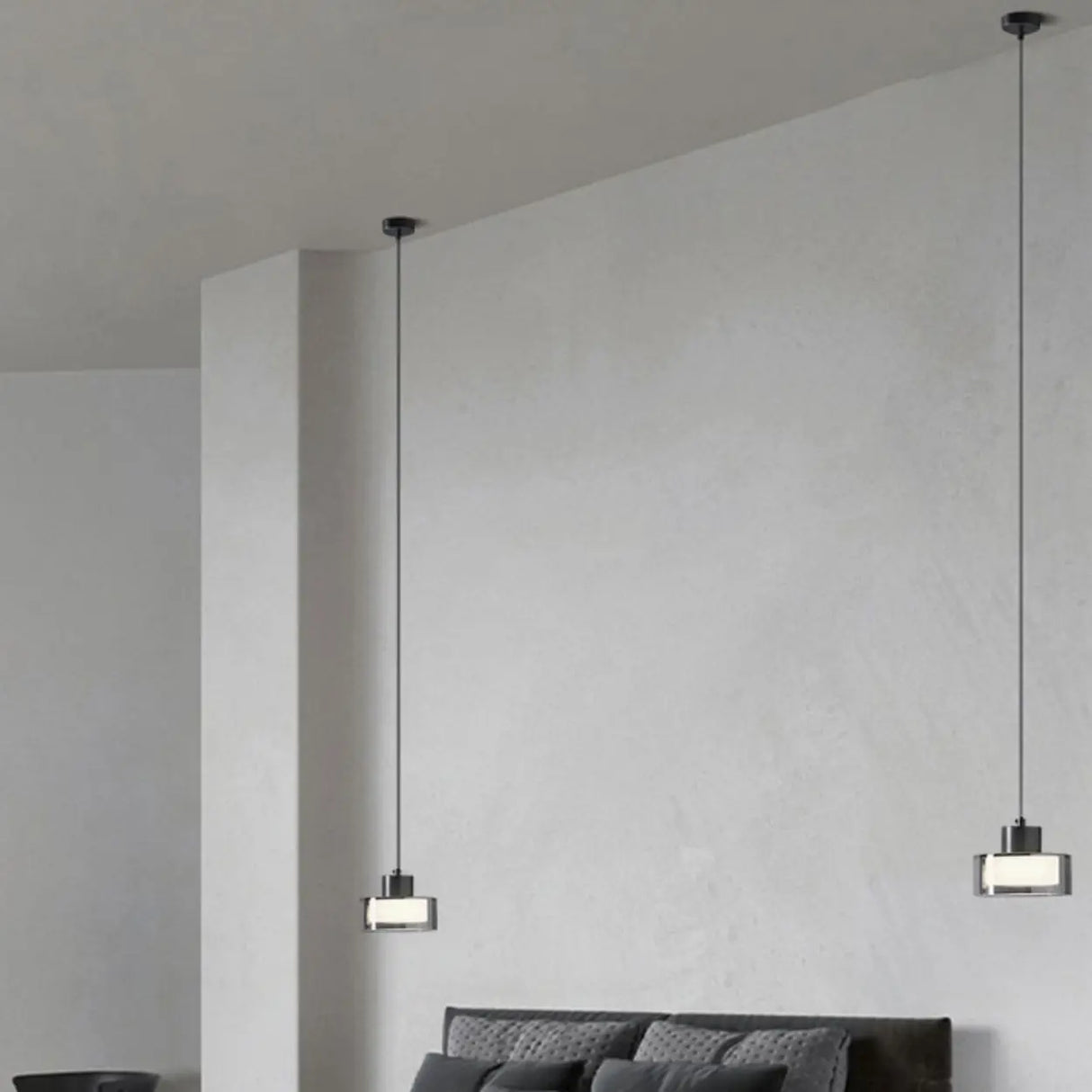 Minimalist Rectangular Glass Bedroom Pendant Light Image - 3