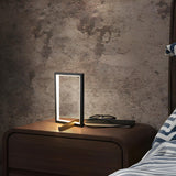 Minimalist Rectangular Metal Frame Bedroom Table Lamp Image - 4