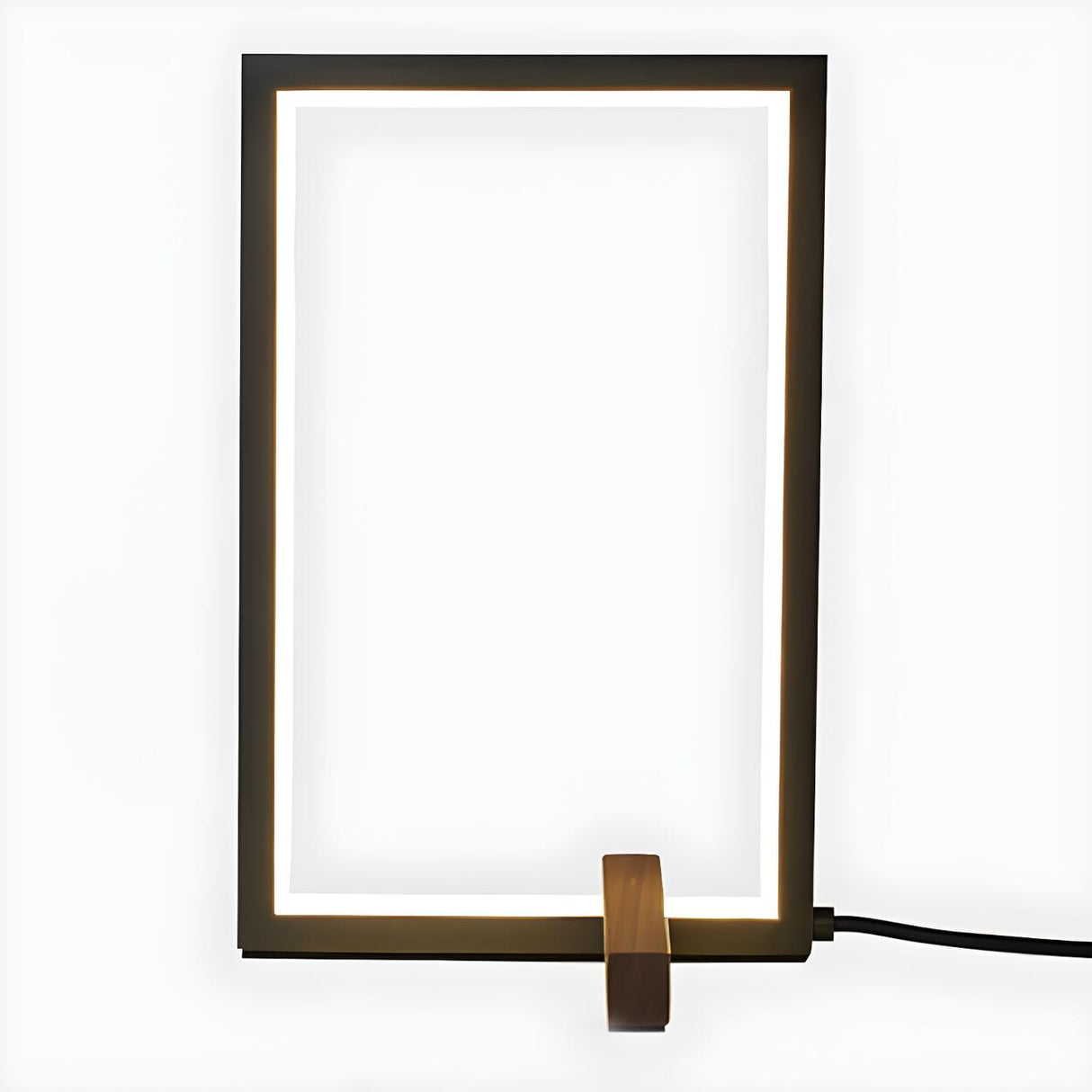 Minimalist Rectangular Metal Frame Bedroom Table Lamp Image - 6