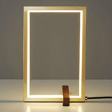 Minimalist Rectangular Metal Frame Bedroom Table Lamp Image - 7