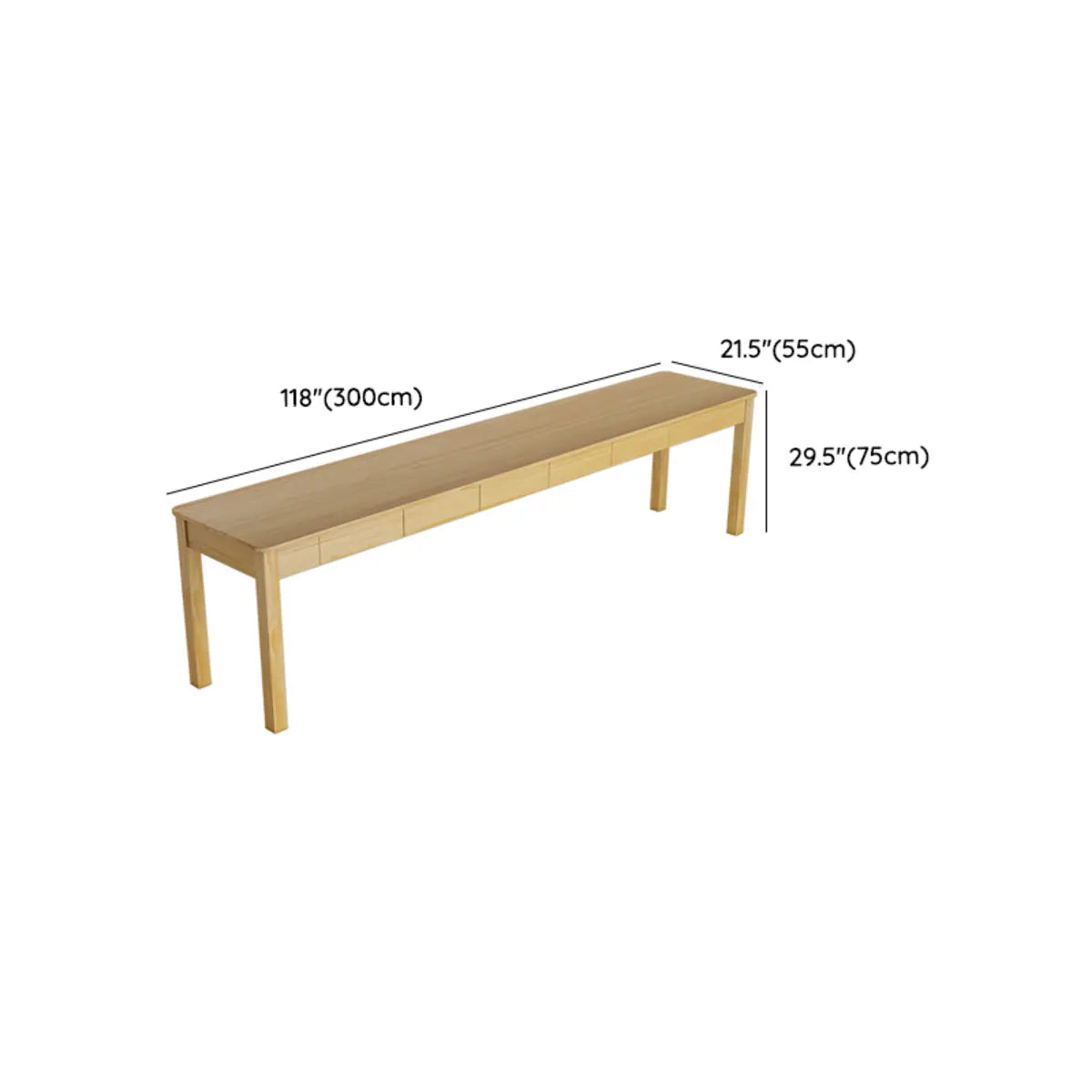 Minimalist Rectangular Pine Drawers Double Writing Desk Image - 18