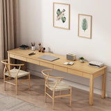 Minimalist Rectangular Pine Drawers Double Writing Desk Image - 6