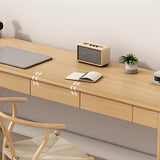 Minimalist Rectangular Pine Drawers Double Writing Desk Image - 9