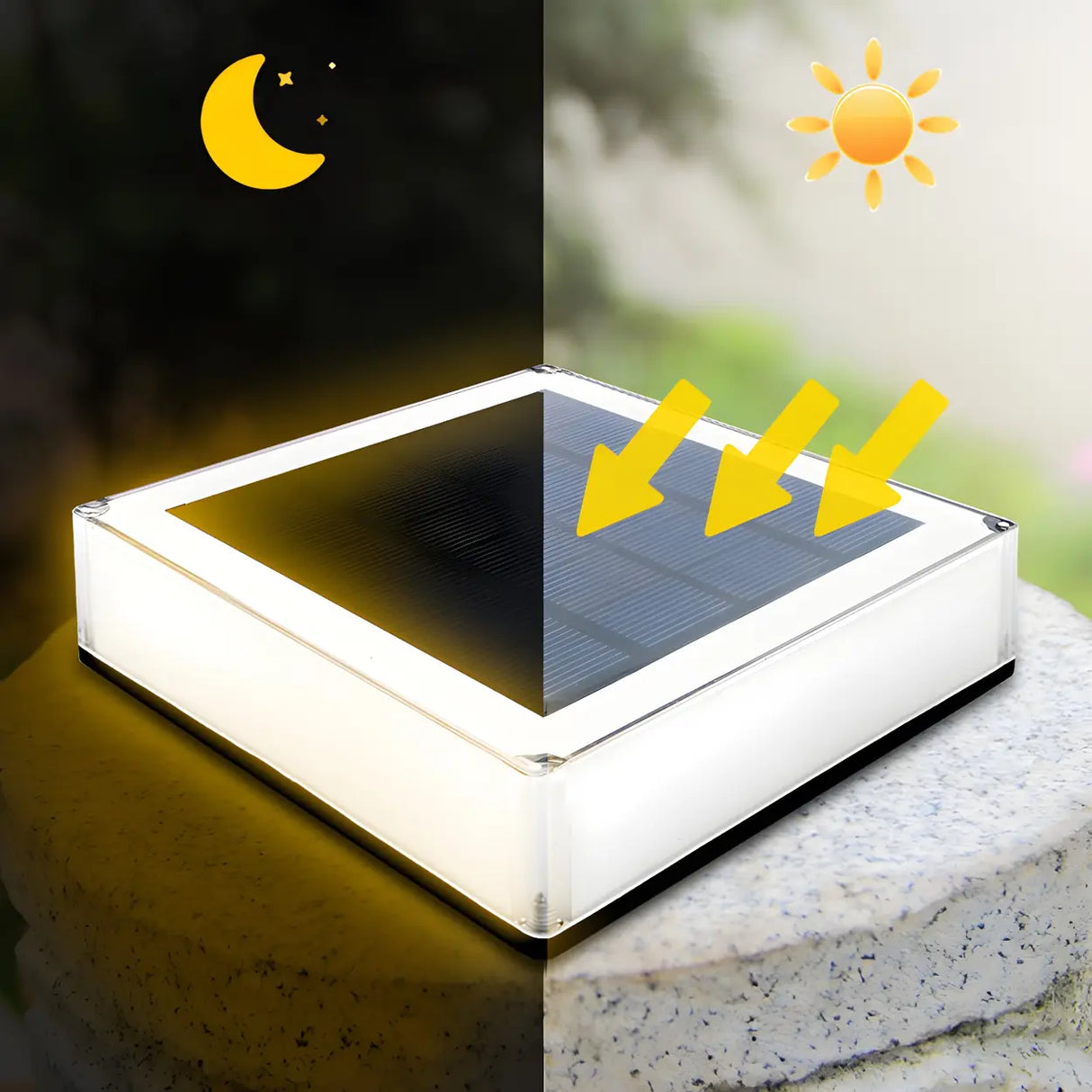 Minimalist Rectangular Solar Outdoor White Pillar Light Image - 3