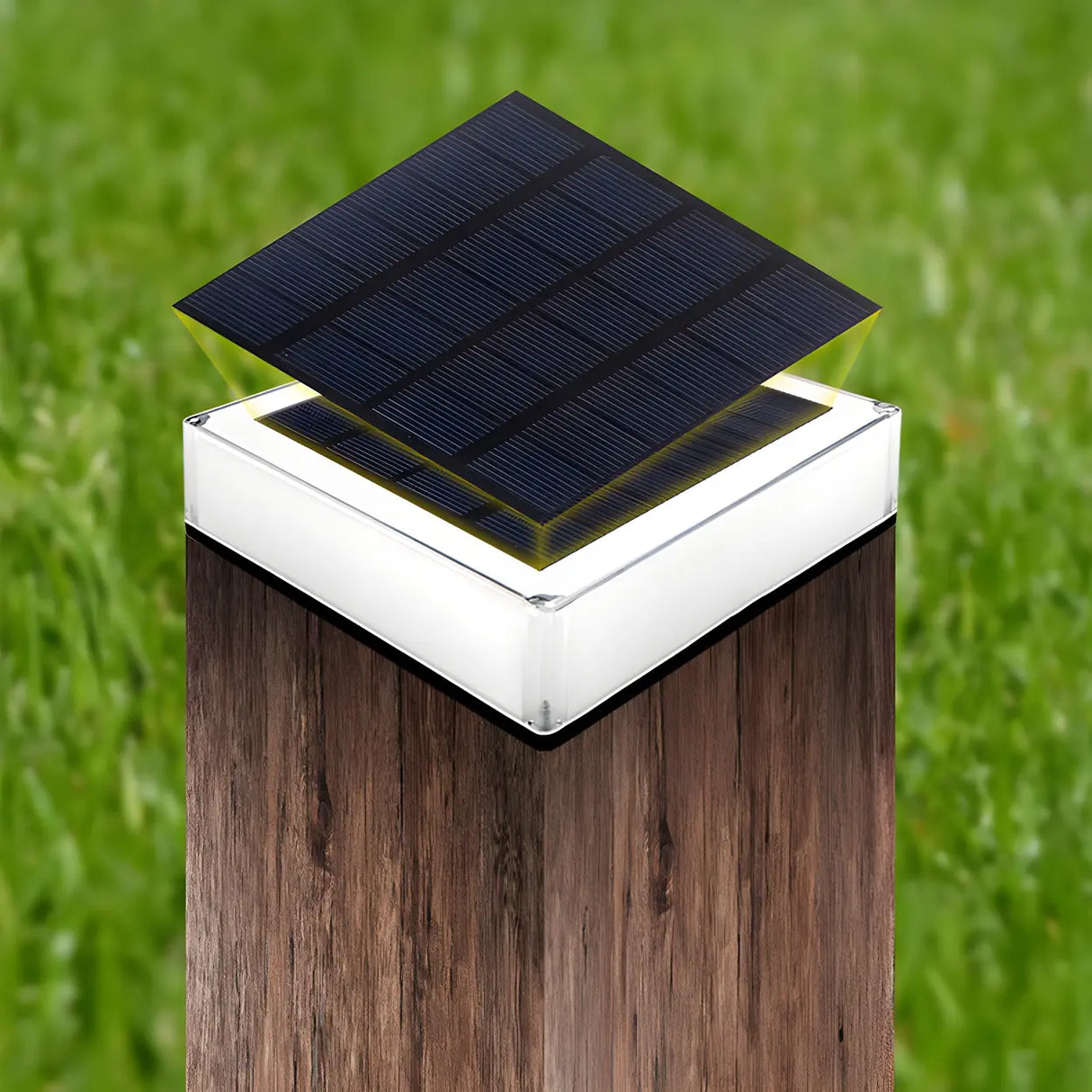 Minimalist Rectangular Solar Outdoor White Pillar Light Image - 9