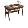 Minimalist Rectangular Wood Beige Drawer Writing Desk Set Image - 3