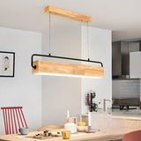 Minimalist Rectangular Wooden Island Pendant Light Image - 4