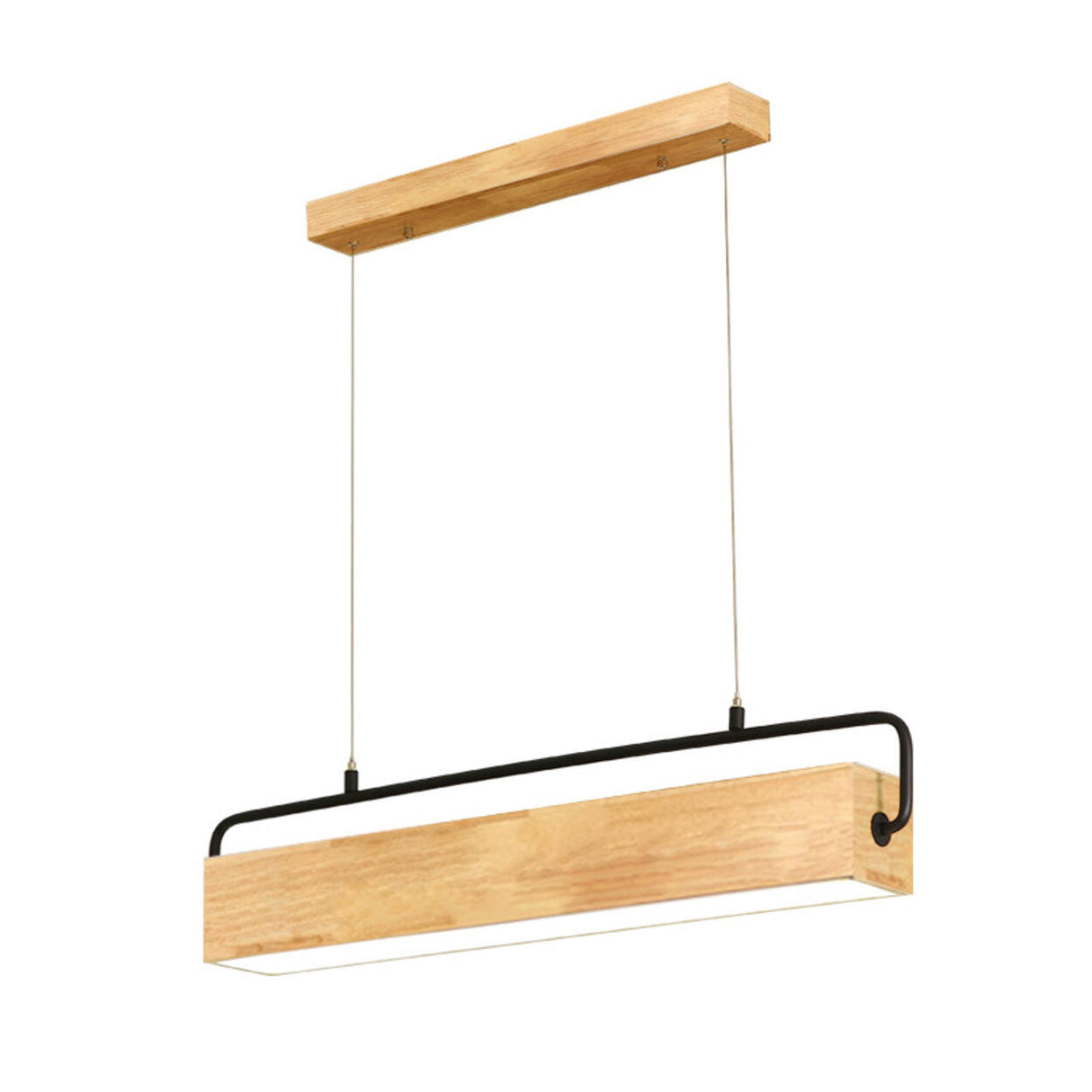 Minimalist Rectangular Wooden Island Pendant Light Image - 5