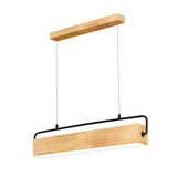 Minimalist Rectangular Wooden Island Pendant Light Image - 5