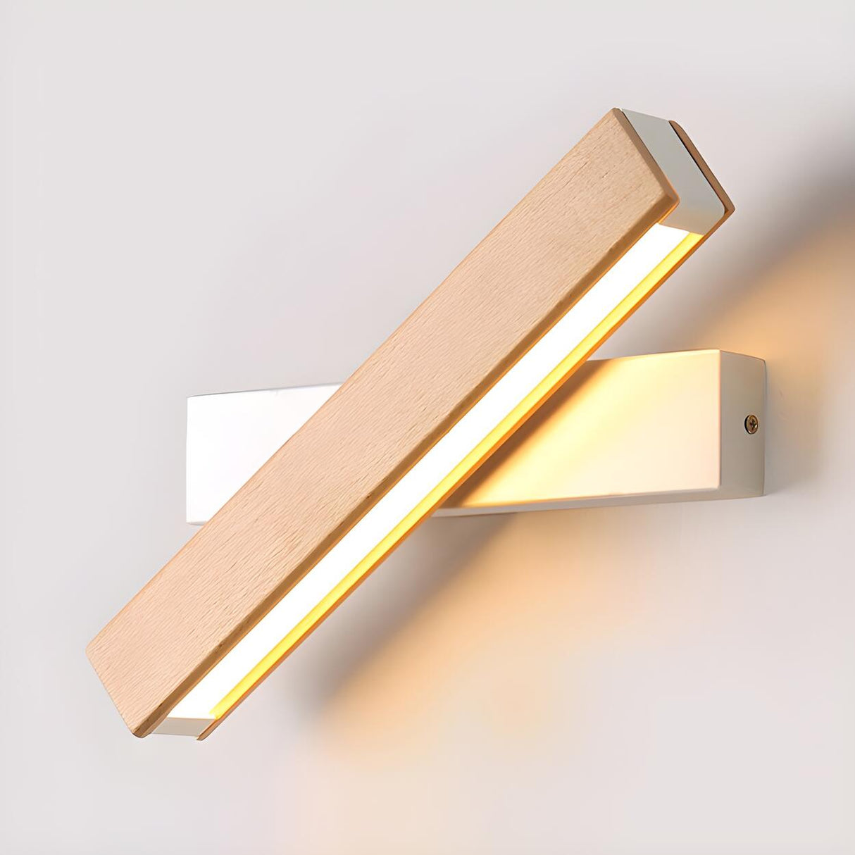 Minimalist Rectangular Wooden LED Bedside Wall Sconce Image - 4