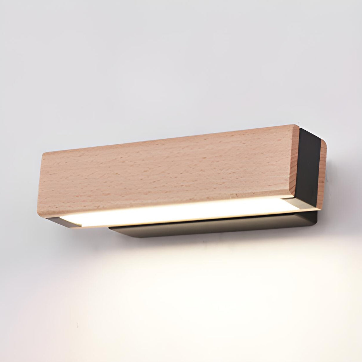 Minimalist Rectangular Wooden LED Bedside Wall Sconce Image - 5