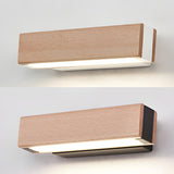 Minimalist Rectangular Wooden LED Bedside Wall Sconce Image - 6