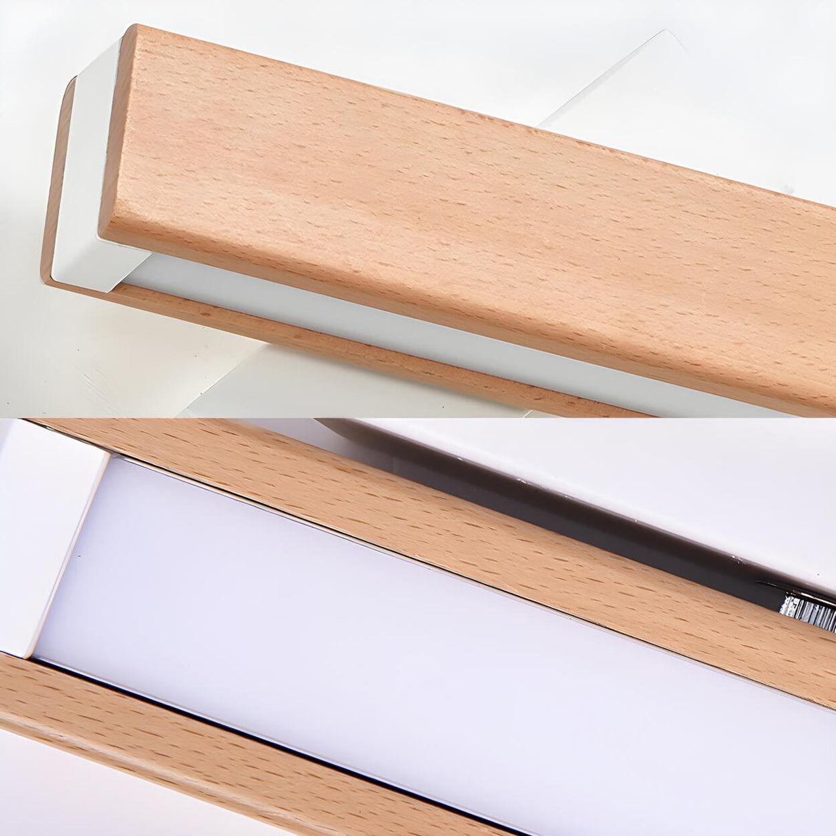 Minimalist Rectangular Wooden LED Bedside Wall Sconce Image - 7