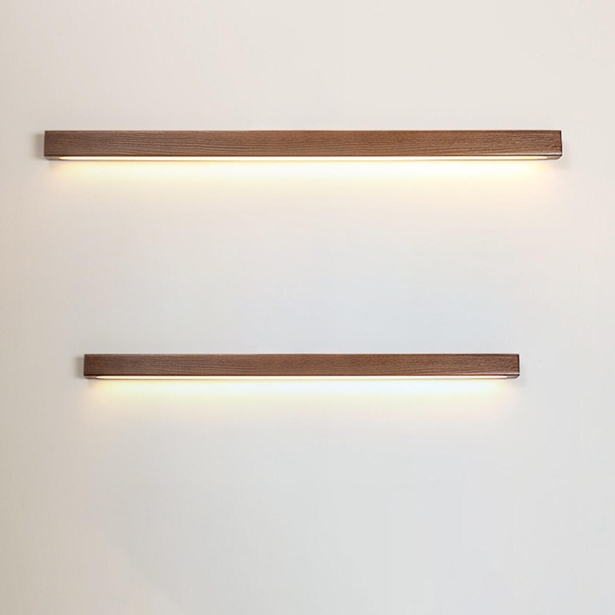 Minimalist Rectangular Wooden Linear LED Vanity Light Image - 11