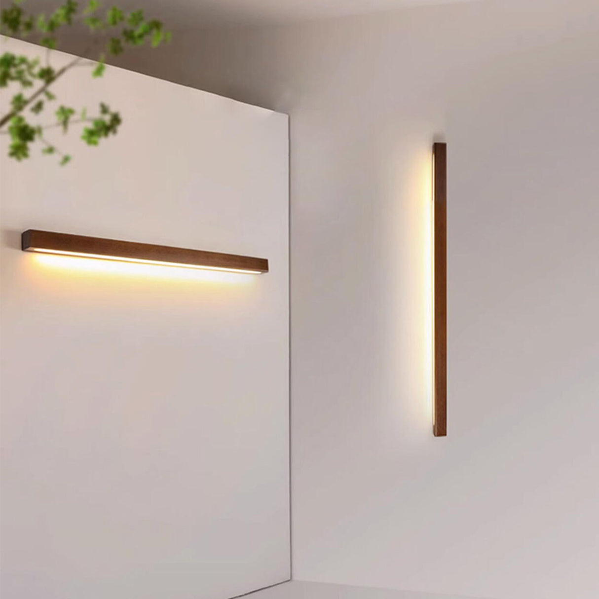 Minimalist Rectangular Wooden Linear LED Vanity Light Image - 13