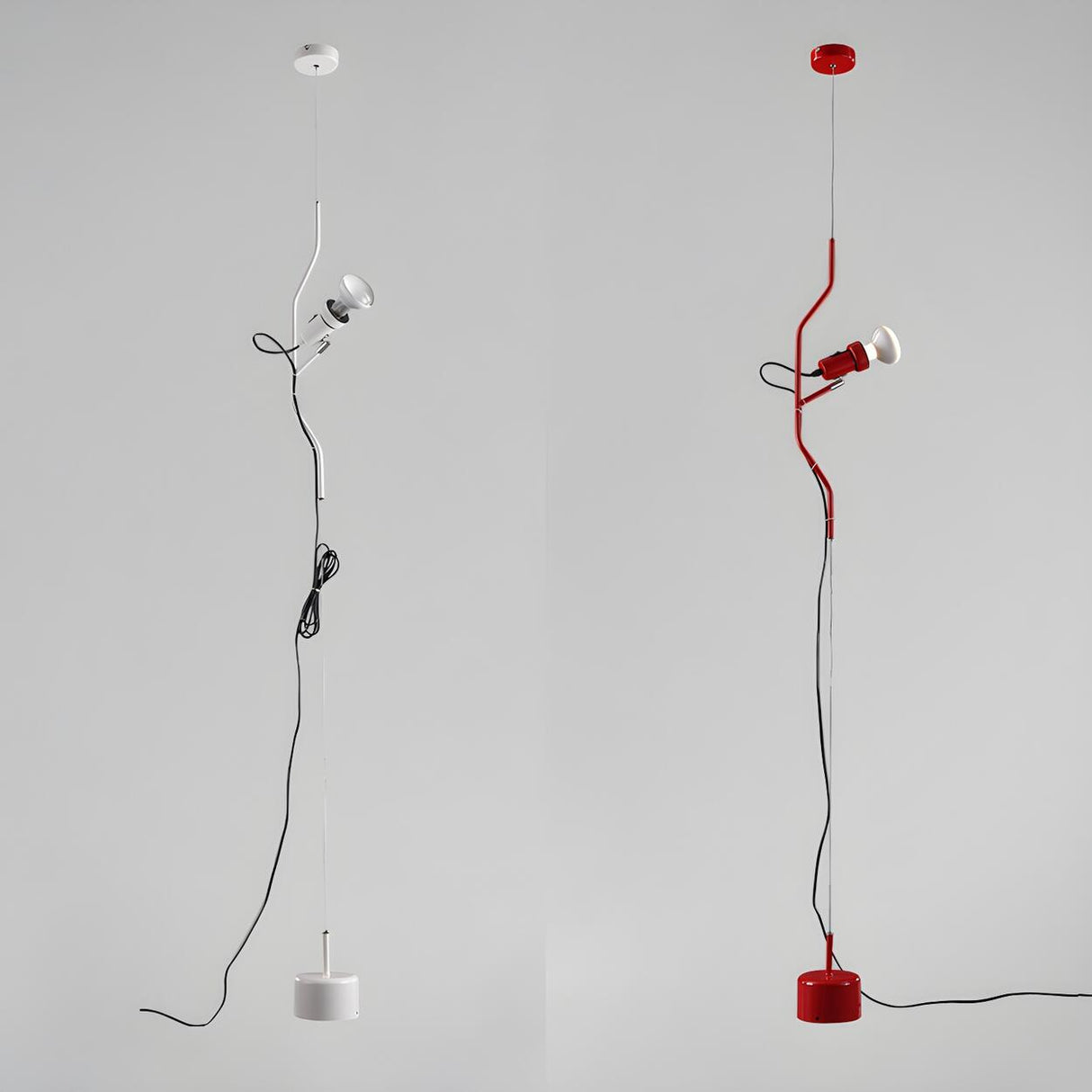 Minimalist Red Cylinder Adjustable Line pendant light Image - 1