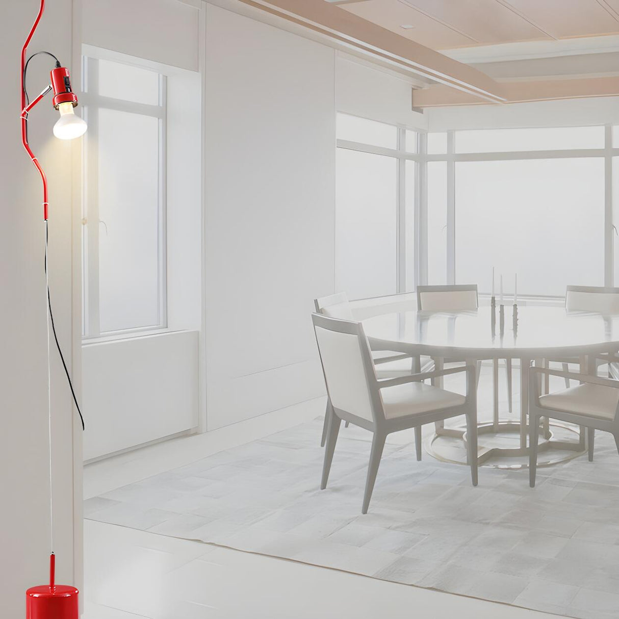 Minimalist Red Cylinder Adjustable Line pendant light Image - 7