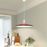 Minimalist Red Disc LED Pendant Light Dining Room Image - 1