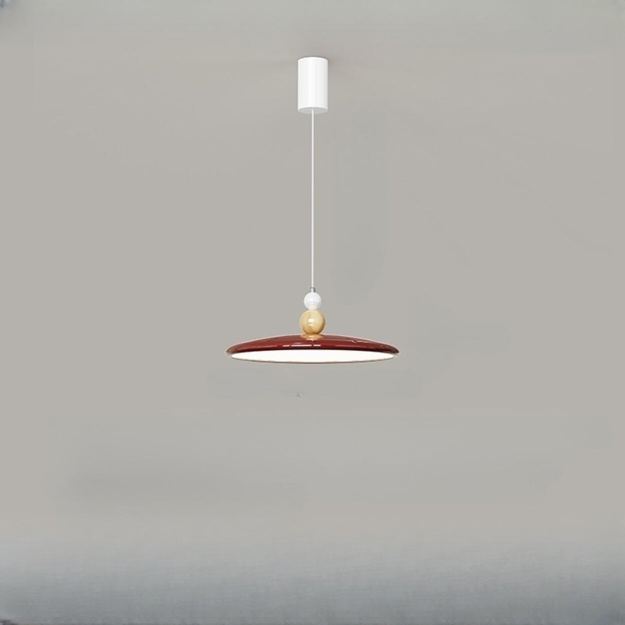 Minimalist Red Disc LED Pendant Light Dining Room Image - 12