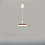 Minimalist Red Disc LED Pendant Light Dining Room Image - 2