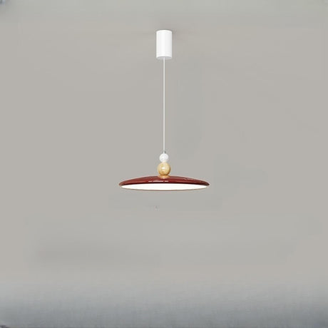 Minimalist Red Disc LED Pendant Light Dining Room Image - 2