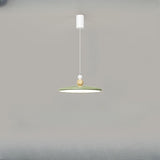 Minimalist Red Disc LED Pendant Light Dining Room Image - 3