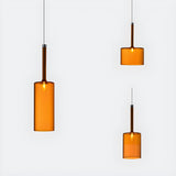 Minimalist Red Glass Cylinder Pendant Light Trio Set Image - 10