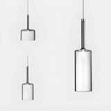 Minimalist Red Glass Cylinder Pendant Light Trio Set Image - 18