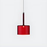 Minimalist Red Glass Cylinder Pendant Light Trio Set Image - 7