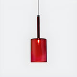 Minimalist Red Glass Cylinder Pendant Light Trio Set Image - 8