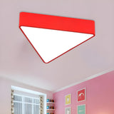 Minimalist Red Triangle LED Flush Mount Ceiling Light Image - 1