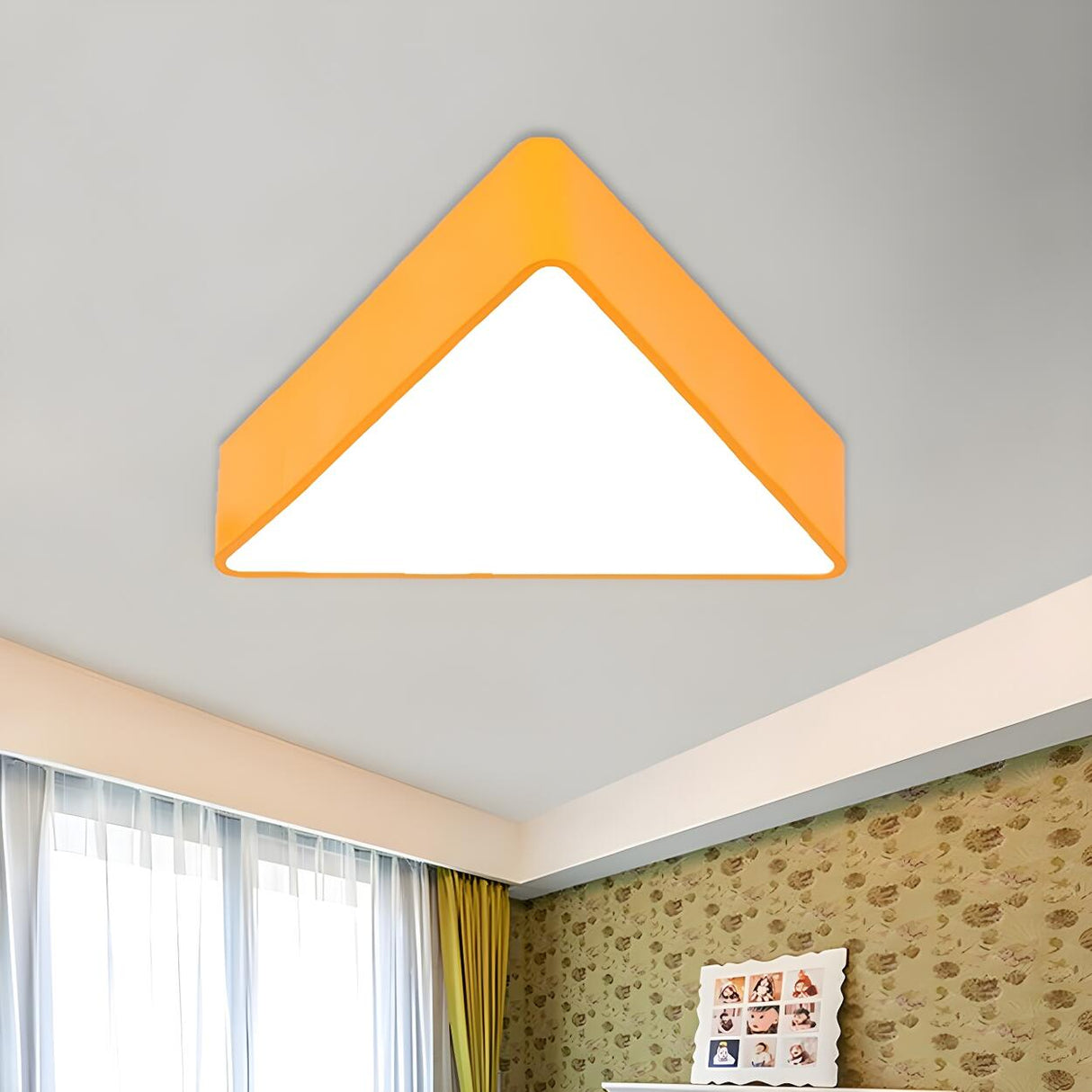 Minimalist Red Triangle LED Flush Mount Ceiling Light Image - 6