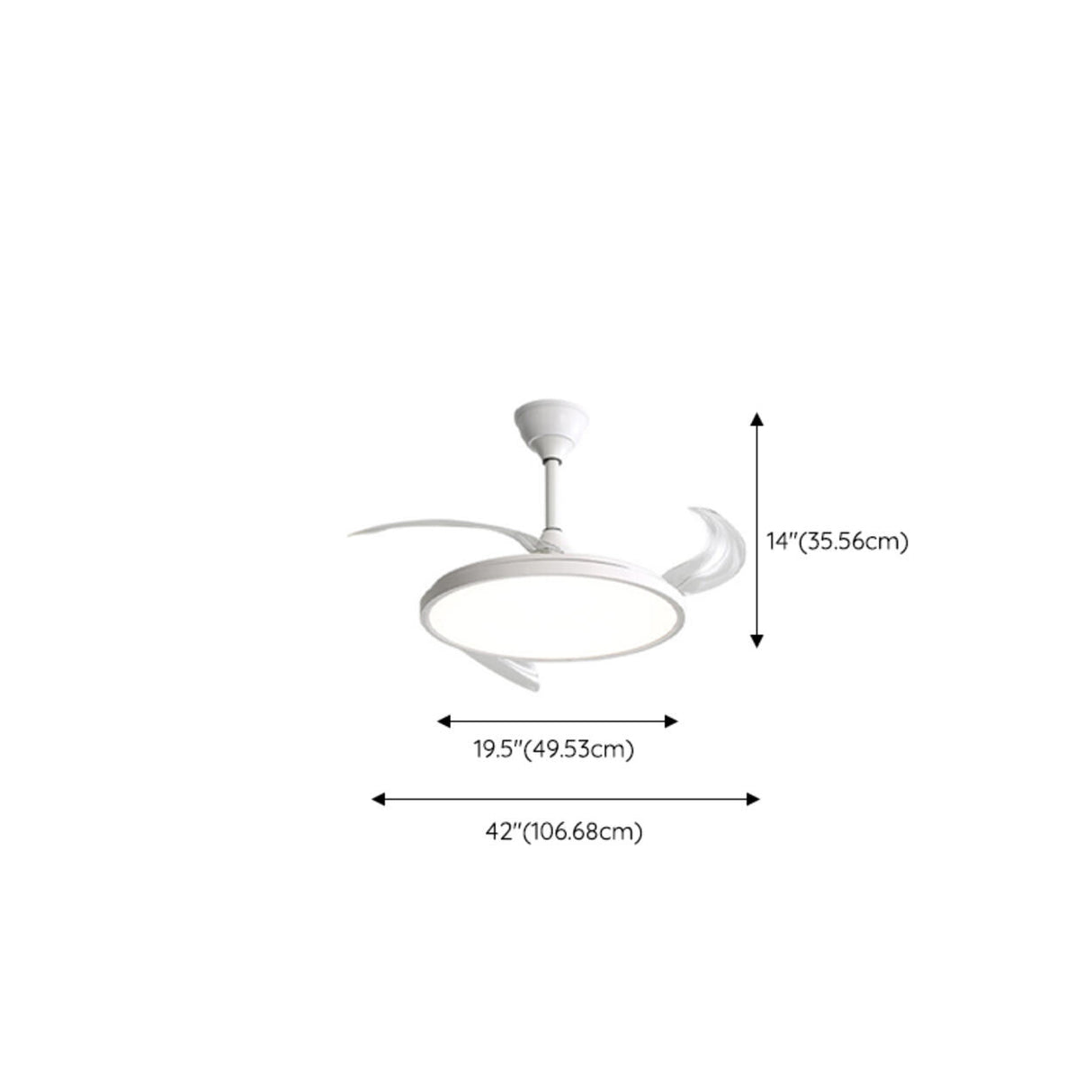 Minimalist Remote Control White Ceiling Fan with Light 