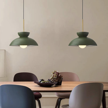 Minimalist Resin Green Dome Dining Room Pendant Light Image - 1