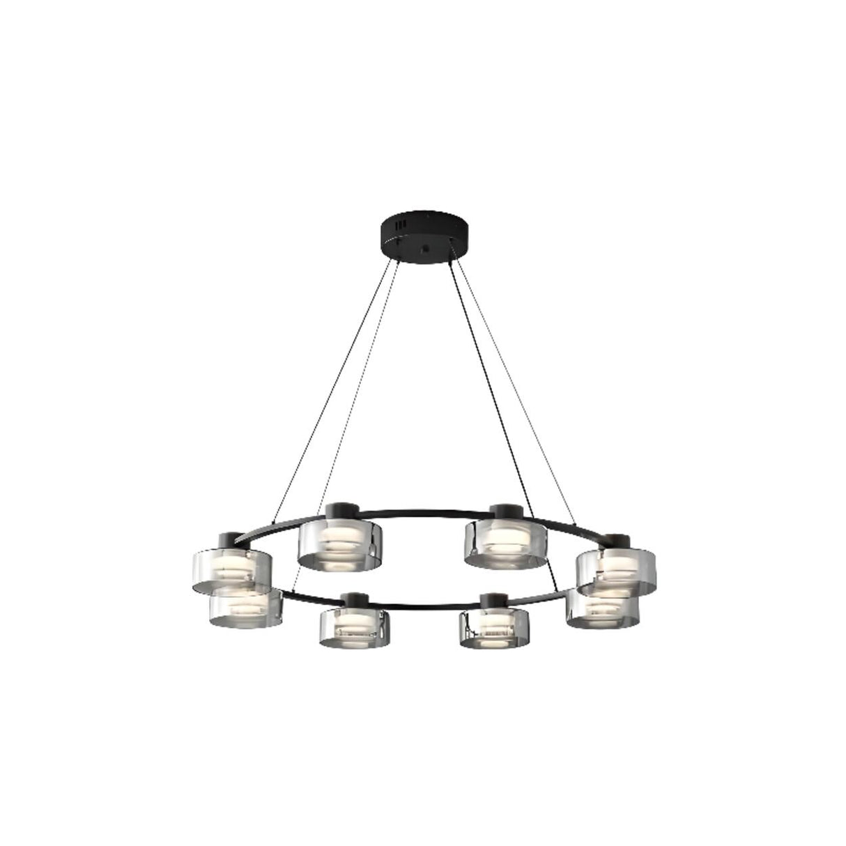 Minimalist Ring Smoked Glass Cylinder Chandelier Image - 6