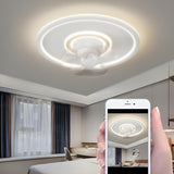 Minimalist Round 3-Blade Flush Ceiling Fan with Light Image - 12